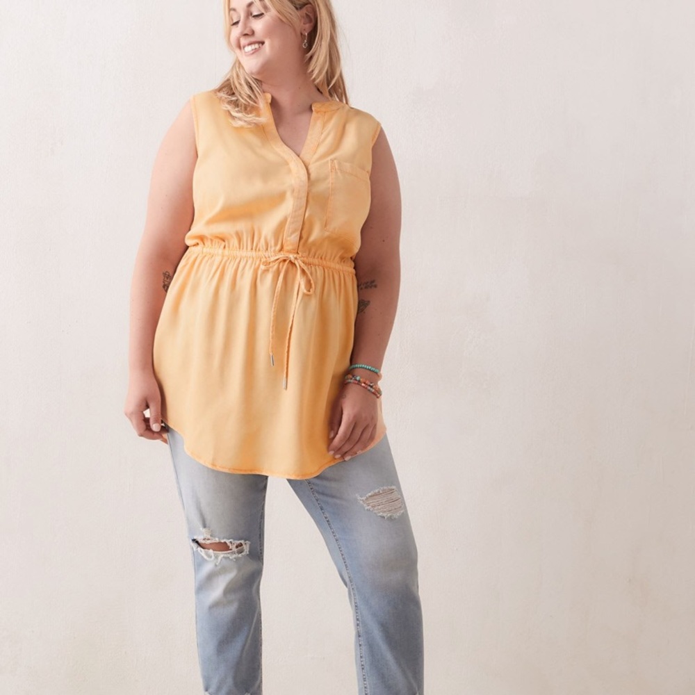 PENNINGTONS NWT size 5X Fit and Flare Tunic length sleeveless tencel blouse